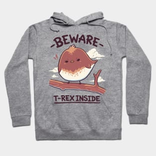 T-Rex Inside // Small Bird, Kawaii Angry Dinosaur Hoodie